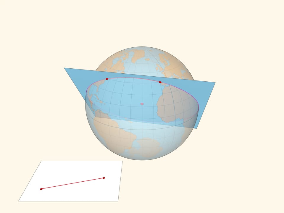 Геодезическая на сфере — дуга большой окружности